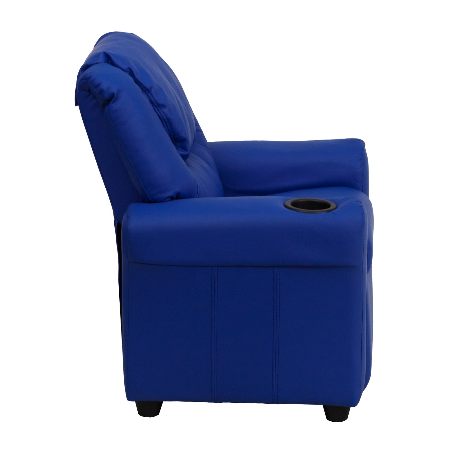 Vana Contemporary Blue Vinyl Kids Recliner with Cup Holder and Headrest