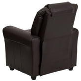 Vana Contemporary Brown LeatherSoft Kids Recliner with Cup Holder and Headrest