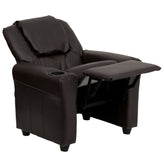 Vana Contemporary Brown LeatherSoft Kids Recliner with Cup Holder and Headrest