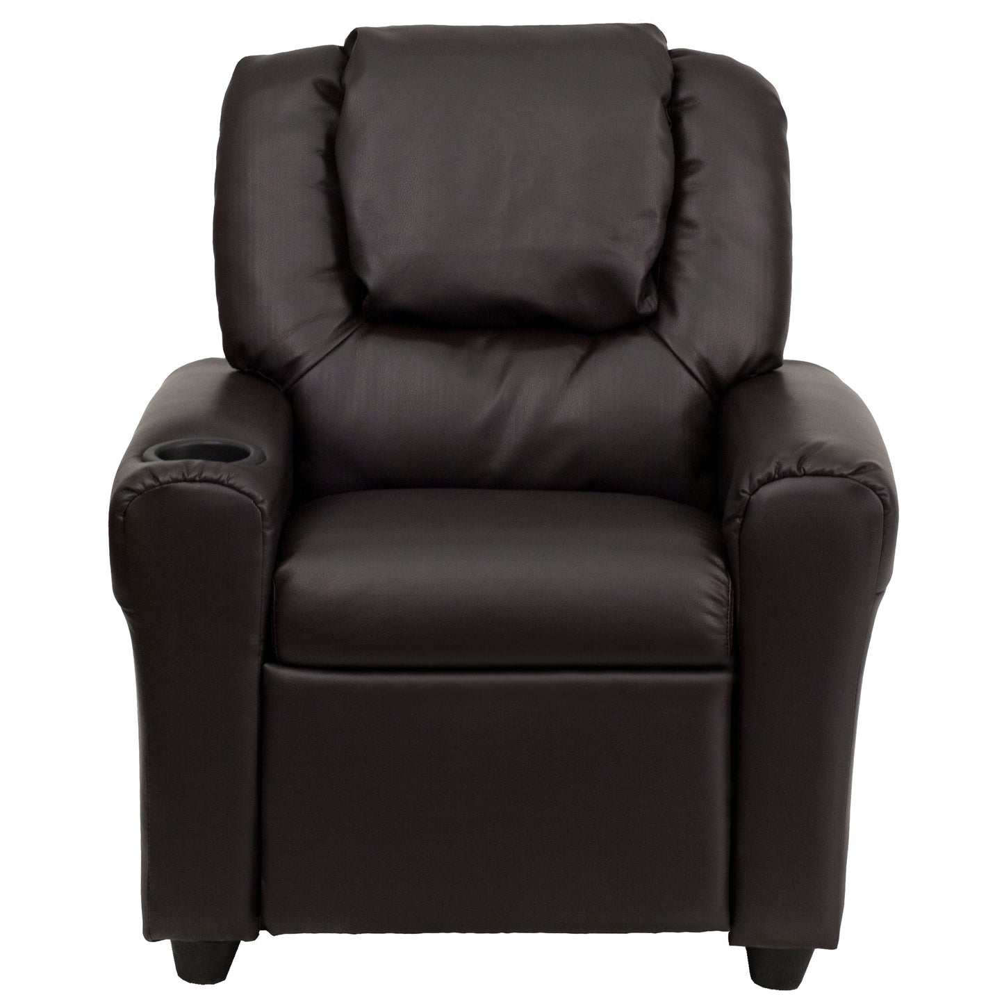 Vana Contemporary Brown LeatherSoft Kids Recliner with Cup Holder and Headrest