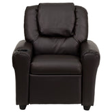 Vana Contemporary Brown LeatherSoft Kids Recliner with Cup Holder and Headrest