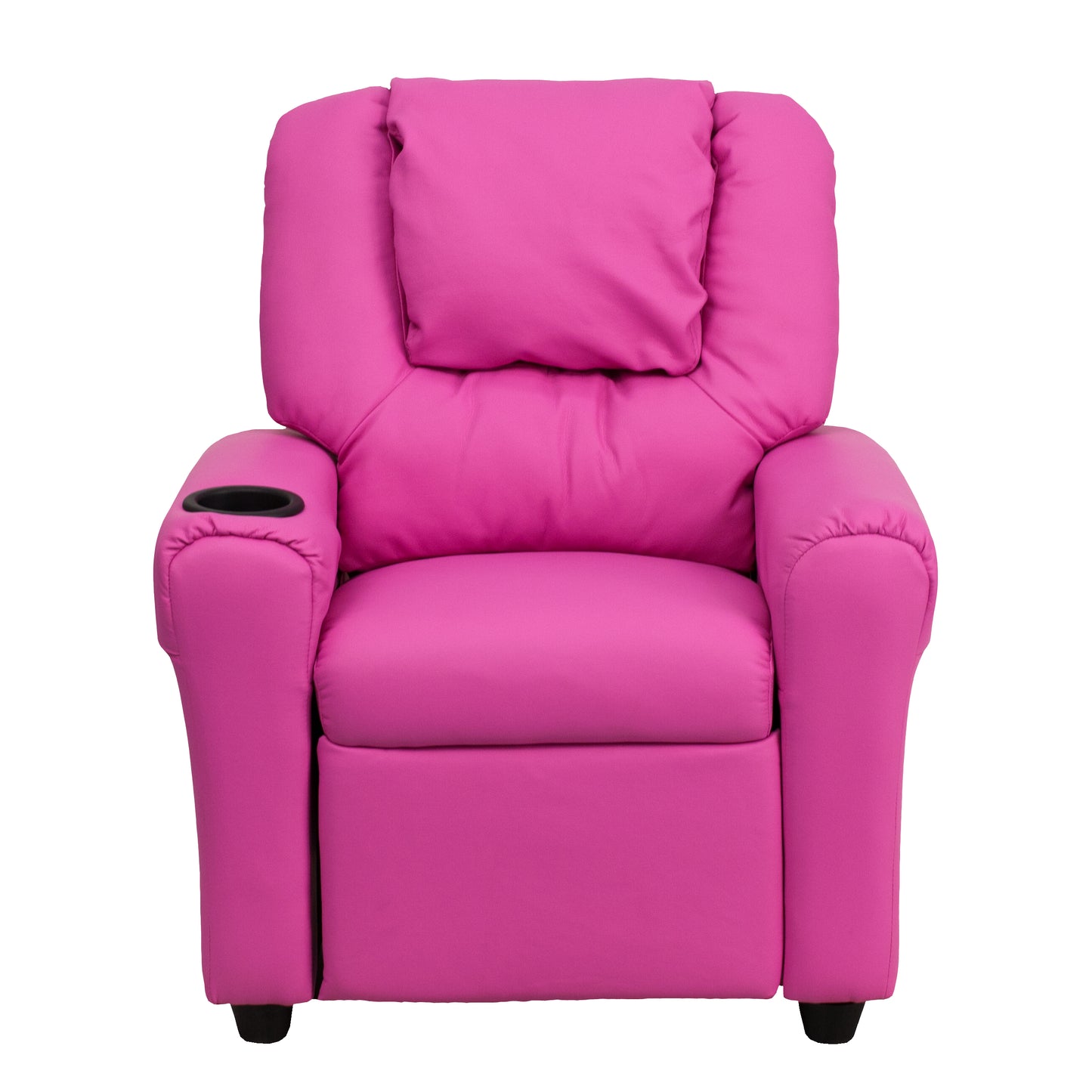 Vana Contemporary Hot Pink Vinyl Kids Recliner with Cup Holder and Headrest