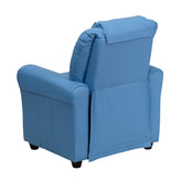 Vana Contemporary Light Blue Vinyl Kids Recliner with Cup Holder and Headrest