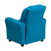 Vana Contemporary Turquoise Vinyl Kids Recliner with Cup Holder and Headrest