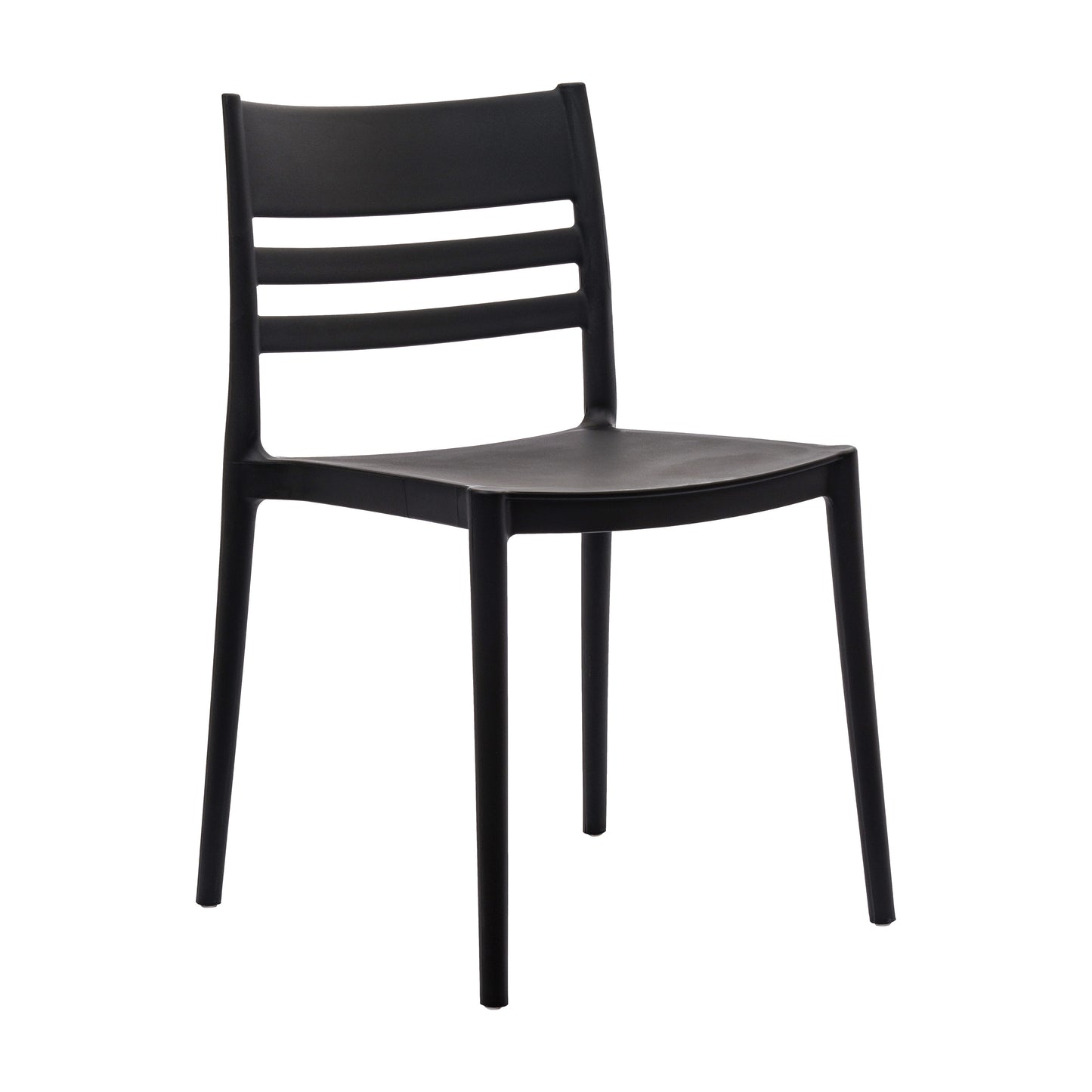 Bridgeport Indoor-Outdoor Stacking Patio Chair with Slatted Backrest, Commercial All-Weather Resin Chair in Black
