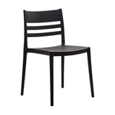 Bridgeport Indoor-Outdoor Stacking Patio Chair with Slatted Backrest, Commercial All-Weather Resin Chair in Black