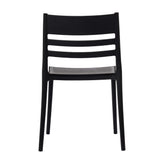 Bridgeport Indoor-Outdoor Stacking Patio Chair with Slatted Backrest, Commercial All-Weather Resin Chair in Black