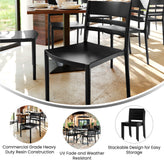 Bridgeport Indoor-Outdoor Stacking Patio Chair with Slatted Backrest, Commercial All-Weather Resin Chair in Black