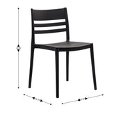 Bridgeport Indoor-Outdoor Stacking Patio Chair with Slatted Backrest, Commercial All-Weather Resin Chair in Black