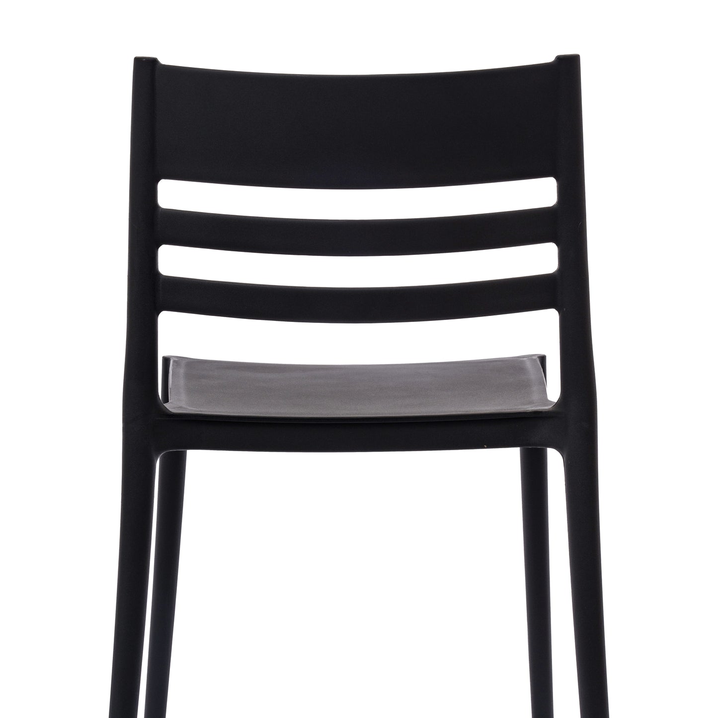 Bridgeport Indoor-Outdoor Stacking Patio Chair with Slatted Backrest, Commercial All-Weather Resin Chair in Black