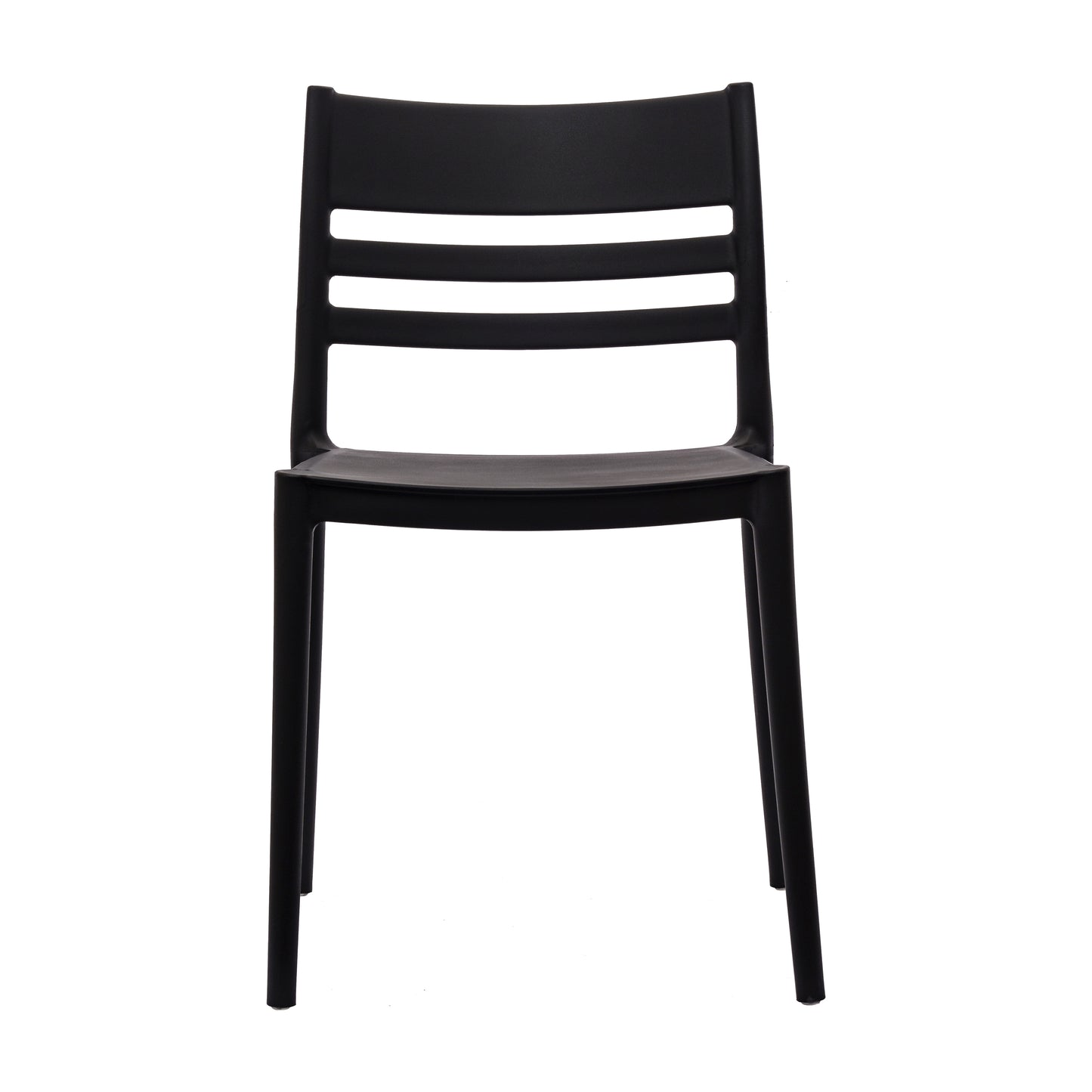 Bridgeport Indoor-Outdoor Stacking Patio Chair with Slatted Backrest, Commercial All-Weather Resin Chair in Black