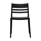 Bridgeport Indoor-Outdoor Stacking Patio Chair with Slatted Backrest, Commercial All-Weather Resin Chair in Black