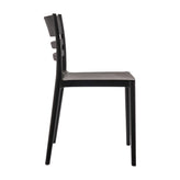 Bridgeport Indoor-Outdoor Stacking Patio Chair with Slatted Backrest, Commercial All-Weather Resin Chair in Black