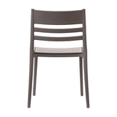 Bridgeport Indoor-Outdoor Stacking Patio Chair with Slatted Backrest, Commercial All-Weather Resin Chair in Gray