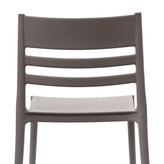 Bridgeport Indoor-Outdoor Stacking Patio Chair with Slatted Backrest, Commercial All-Weather Resin Chair in Gray