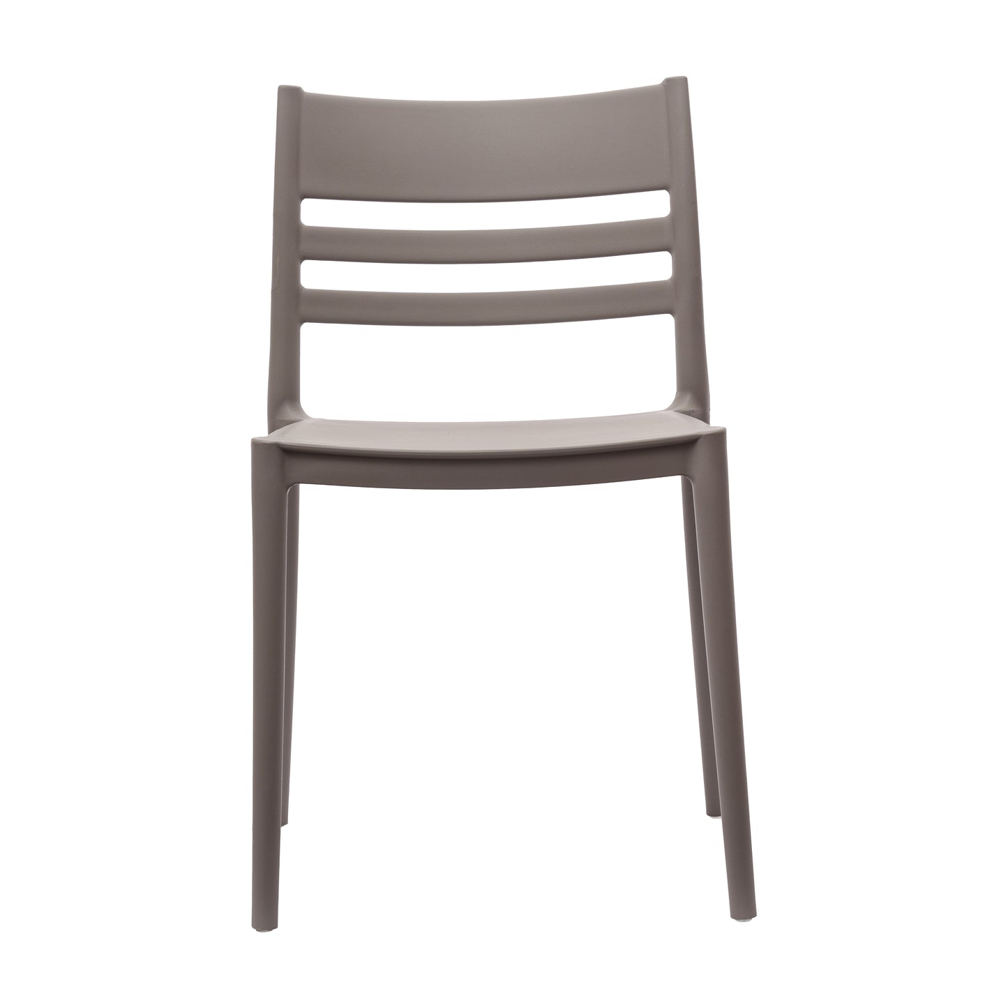 Bridgeport Indoor-Outdoor Stacking Patio Chair with Slatted Backrest, Commercial All-Weather Resin Chair in Gray