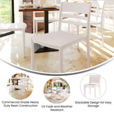Bridgeport Indoor-Outdoor Stacking Patio Chair with Slatted Backrest, Commercial All-Weather Resin Chair in White