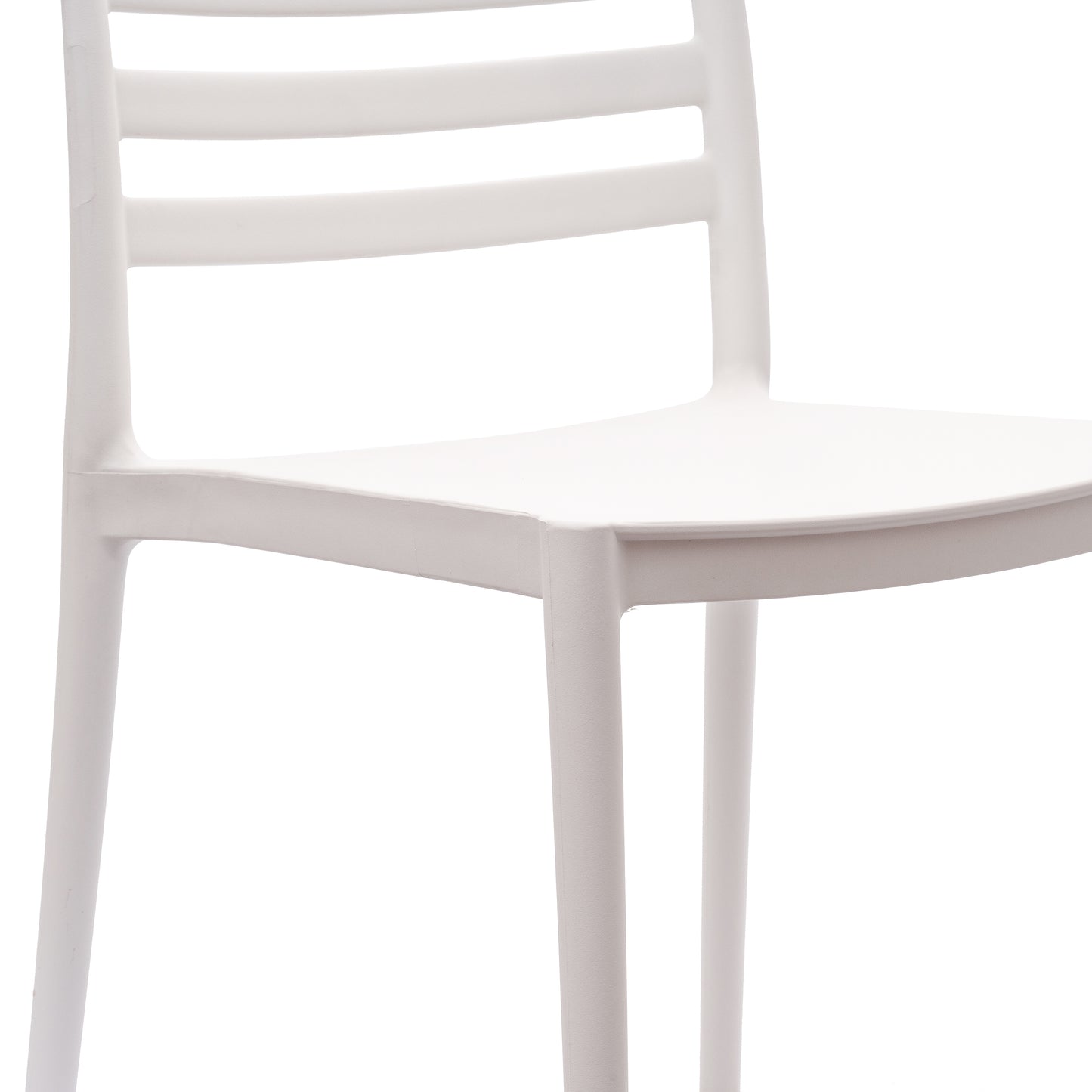 Bridgeport Indoor-Outdoor Stacking Patio Chair with Slatted Backrest, Commercial All-Weather Resin Chair in White