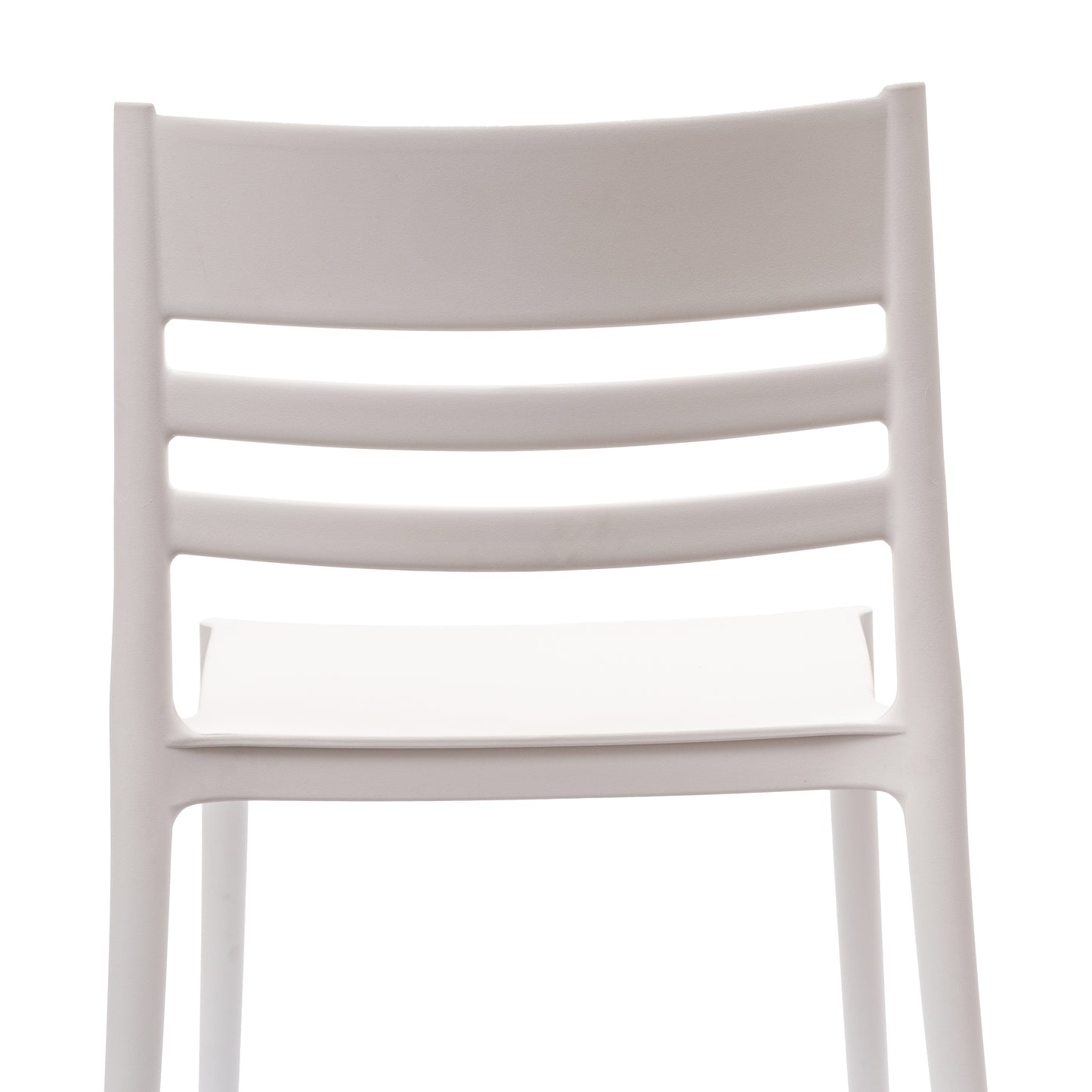 Bridgeport Indoor-Outdoor Stacking Patio Chair with Slatted Backrest, Commercial All-Weather Resin Chair in White