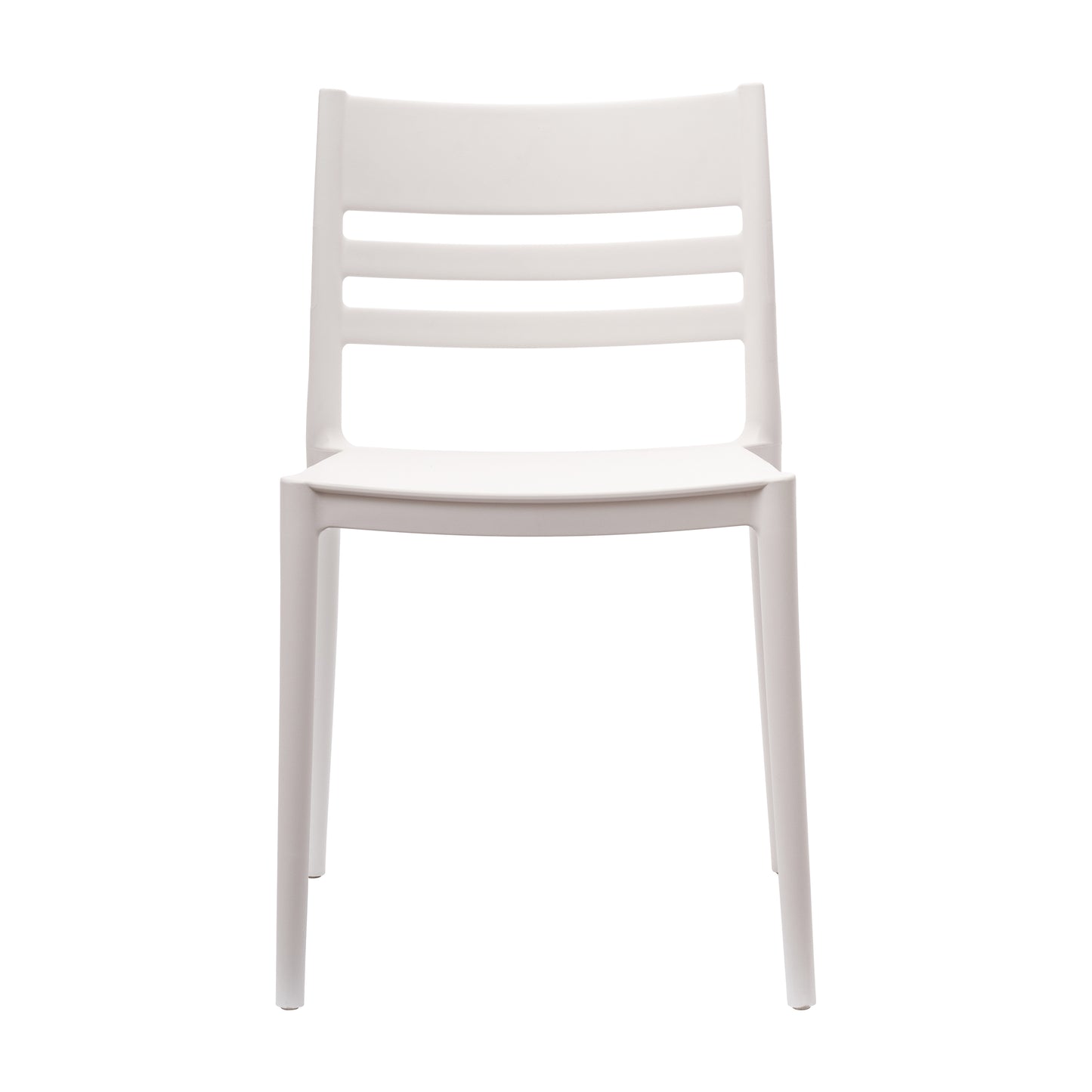 Bridgeport Indoor-Outdoor Stacking Patio Chair with Slatted Backrest, Commercial All-Weather Resin Chair in White