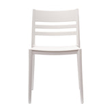 Bridgeport Indoor-Outdoor Stacking Patio Chair with Slatted Backrest, Commercial All-Weather Resin Chair in White