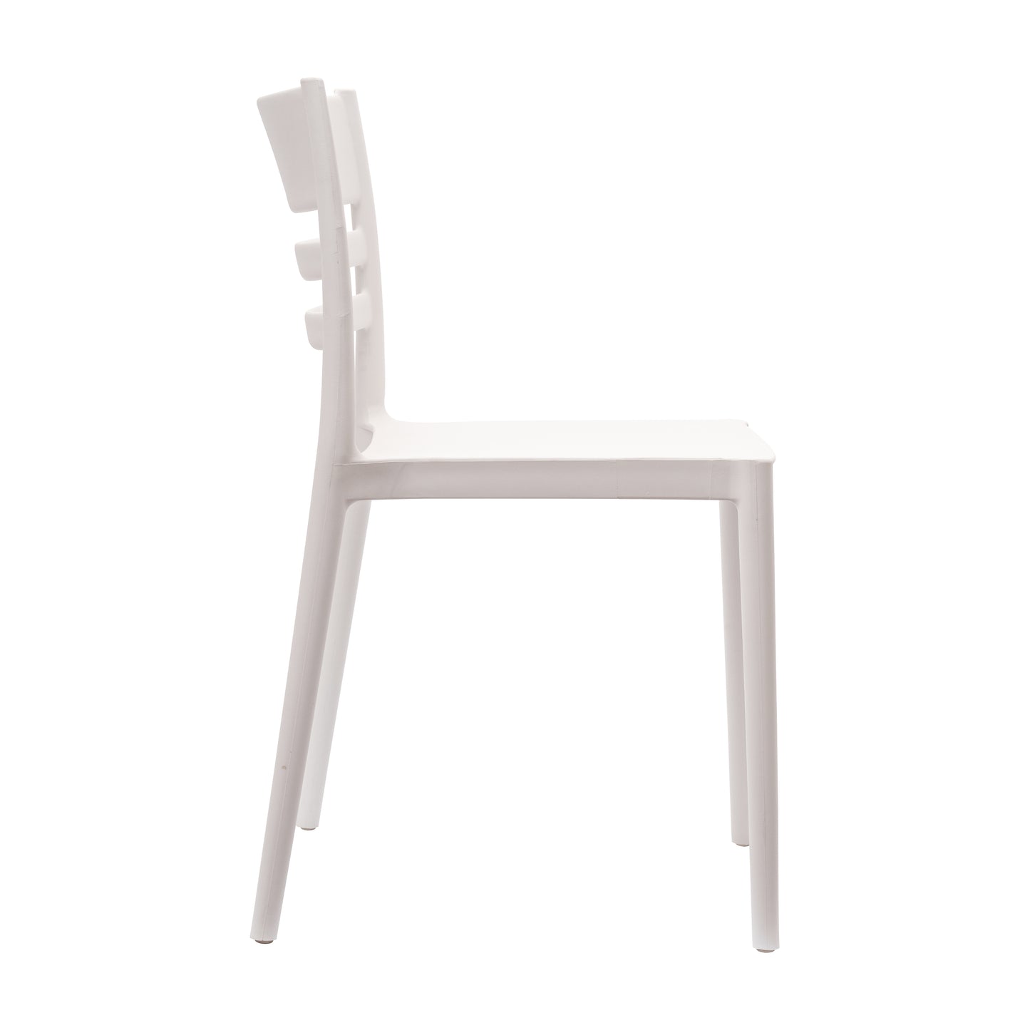 Bridgeport Indoor-Outdoor Stacking Patio Chair with Slatted Backrest, Commercial All-Weather Resin Chair in White