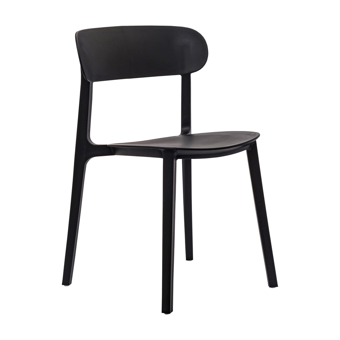 Dover Indoor-Outdoor Stacking Patio Chair with Curved Backrest, Commercial All-Weather Resin Chair in Black