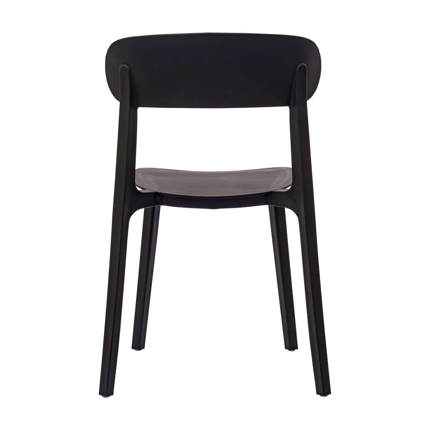 Dover Indoor-Outdoor Stacking Patio Chair with Curved Backrest, Commercial All-Weather Resin Chair in Black