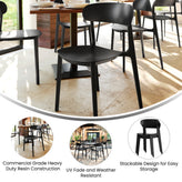 Dover Indoor-Outdoor Stacking Patio Chair with Curved Backrest, Commercial All-Weather Resin Chair in Black