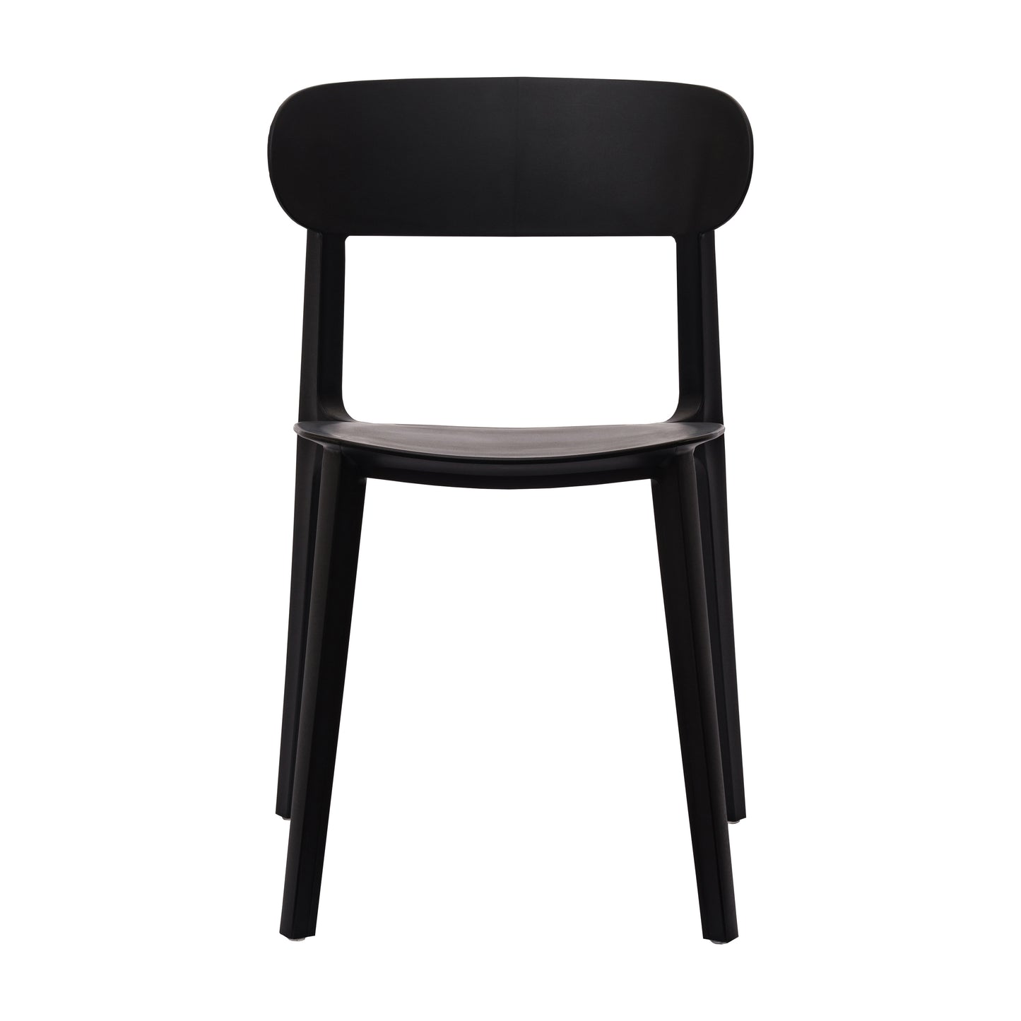 Dover Indoor-Outdoor Stacking Patio Chair with Curved Backrest, Commercial All-Weather Resin Chair in Black