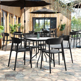 Dover Indoor-Outdoor Stacking Patio Chair with Curved Backrest, Commercial All-Weather Resin Chair in Black