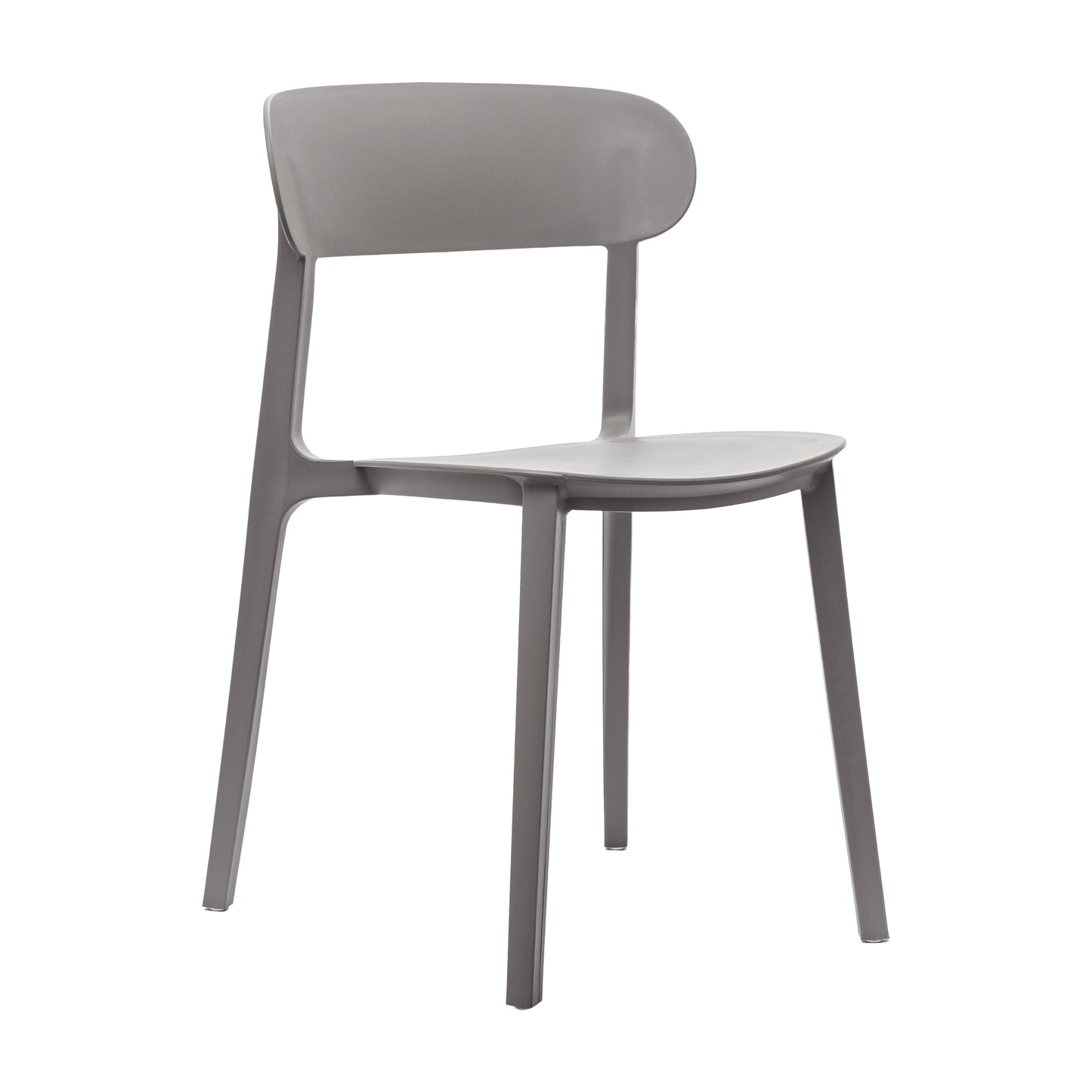 Dover Indoor-Outdoor Stacking Patio Chair with Curved Backrest, Commercial All-Weather Resin Chair in Gray
