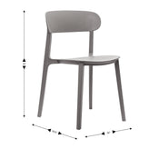 Dover Indoor-Outdoor Stacking Patio Chair with Curved Backrest, Commercial All-Weather Resin Chair in Gray