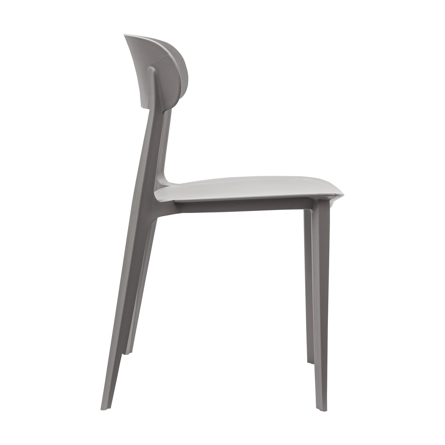 Dover Indoor-Outdoor Stacking Patio Chair with Curved Backrest, Commercial All-Weather Resin Chair in Gray
