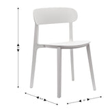 Dover Indoor-Outdoor Stacking Patio Chair with Curved Backrest, Commercial All-Weather Resin Chair in White