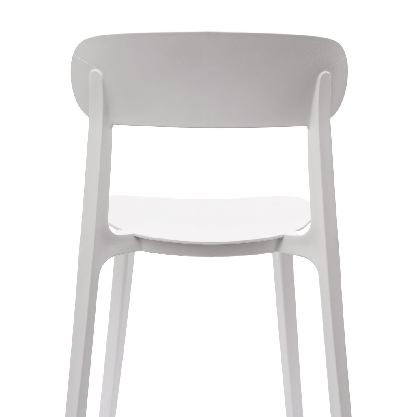 Dover Indoor-Outdoor Stacking Patio Chair with Curved Backrest, Commercial All-Weather Resin Chair in White