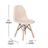 Zula Modern Padded Armless Faux Shearling Accent Chair with Beechwood Legs in Off-White