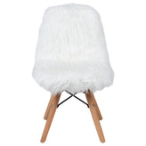 Cody Shaggy Faux Fur White Accent Chair - Shag Style Kids Chair for Ages 5-7 - Kids Playroom Chair