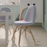 Zula Kid's Modern Padded Armless Faux Faux Shearling Accent Chair with Beechwood Legs in Gray