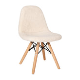 Zula Kid's Modern Padded Armless Faux Faux Shearling Accent Chair with Beechwood Legs in Off-White
