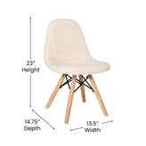 Zula Kid's Modern Padded Armless Faux Faux Shearling Accent Chair with Beechwood Legs in Off-White