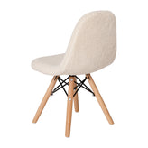 Zula Kid's Modern Padded Armless Faux Faux Shearling Accent Chair with Beechwood Legs in Off-White