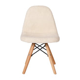 Zula Kid's Modern Padded Armless Faux Faux Shearling Accent Chair with Beechwood Legs in Off-White