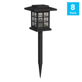Halsey 8 Pack Black Lantern Style LED Solar Lights Weather Resistant Outdoor Solar Powered Lights for Pathway, Garden, & Yard
