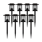 Halsey 8 Pack Brown Lantern Style LED Solar Lights Weather Resistant Outdoor Solar Powered Lights for Pathway, Garden, & Yard