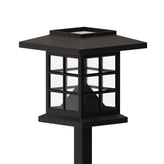 Halsey 8 Pack Brown Lantern Style LED Solar Lights Weather Resistant Outdoor Solar Powered Lights for Pathway, Garden, & Yard