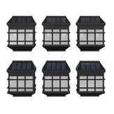 Holder 6 Pack Wall Mount LED Solar Lights - Weather Resistant Black Decorative Solar Powered Lights - Deck and Fencing Solar Lights