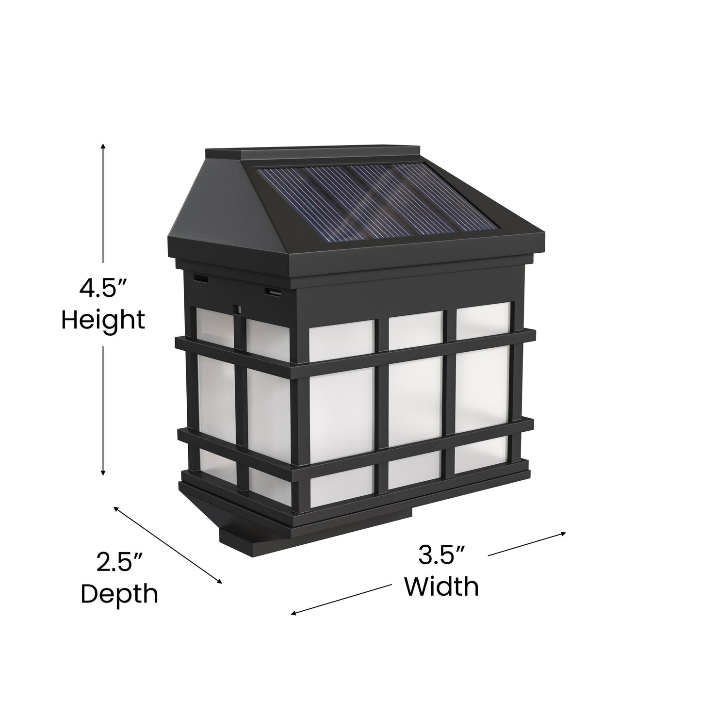 Holder 6 Pack Wall Mount LED Solar Lights - Weather Resistant Black Decorative Solar Powered Lights - Deck and Fencing Solar Lights