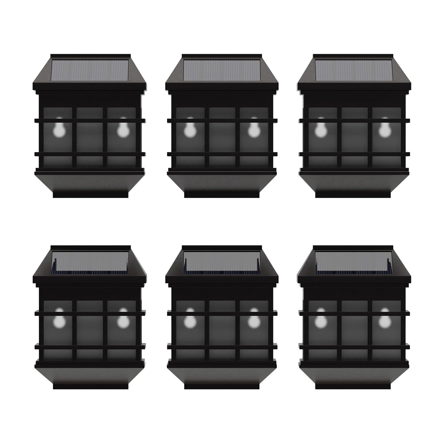 Holder 6 Pack Brown Wall Mount LED Solar Lights - Weather Resistant Brown Decorative Solar Powered Lights - Deck and Fencing Solar Lights