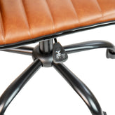 Alan Low Back Designer Armless Brown Ribbed Swivel Task Office Chair with Black Frame and Base